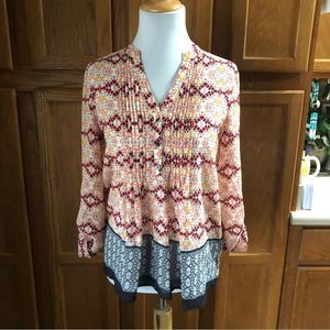 Anthropologie HD in Paris Pink Geometric Top Blouse Size 4